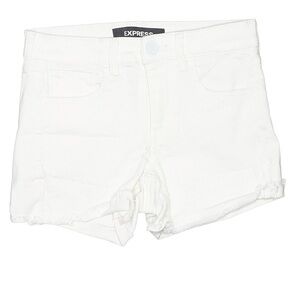 Express 00 White Jean Shorts with Frayed Hem